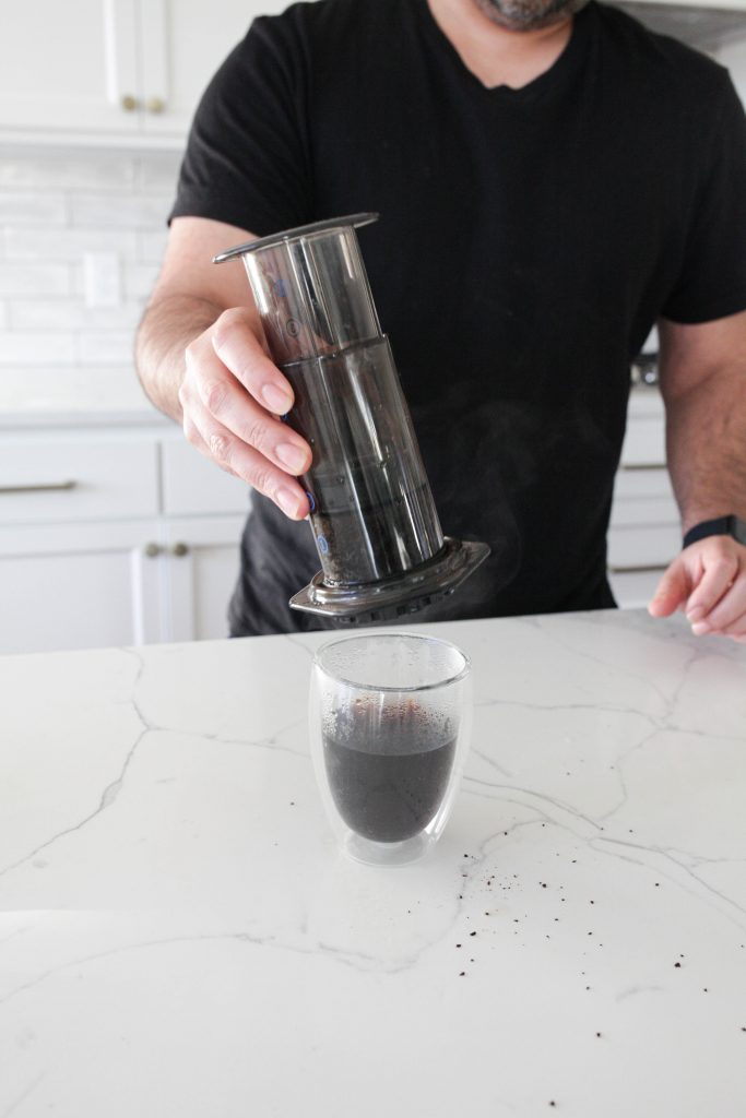 finishing a aeropress coffee