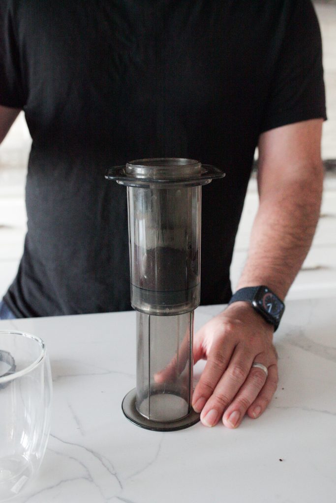 coffee beans in aeropress