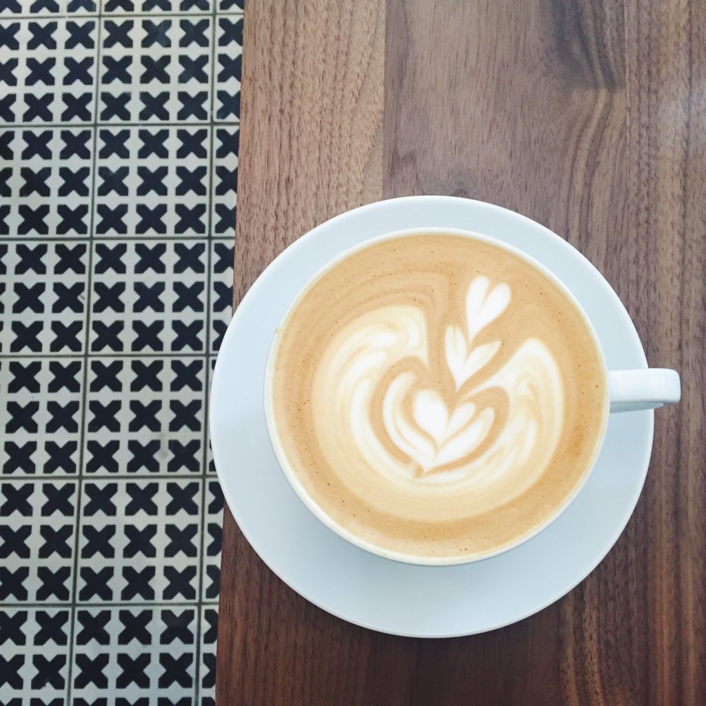 latte sitting on a table