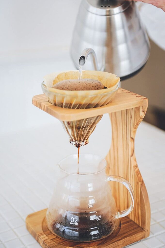 Hario V60 Olive Wood Pour Over Stand Set