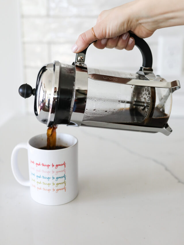 pouring a cup of coffee from french press