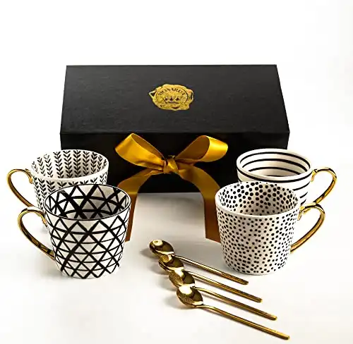 Monarca Coffee Mugs and Spoon Ceramic Set