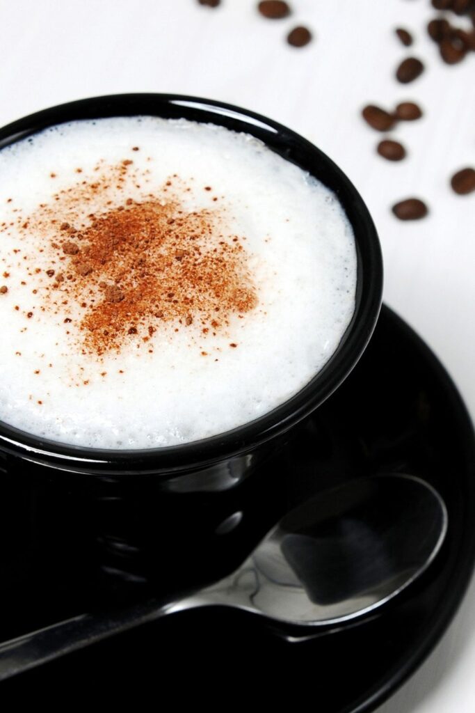 Cappuccino with cinnamon on top 