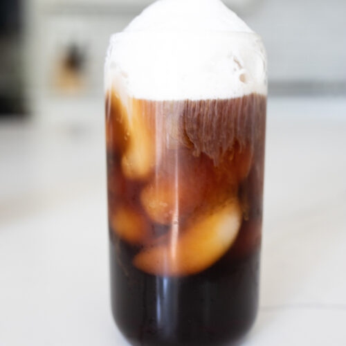 Cold foam on an iced coffee