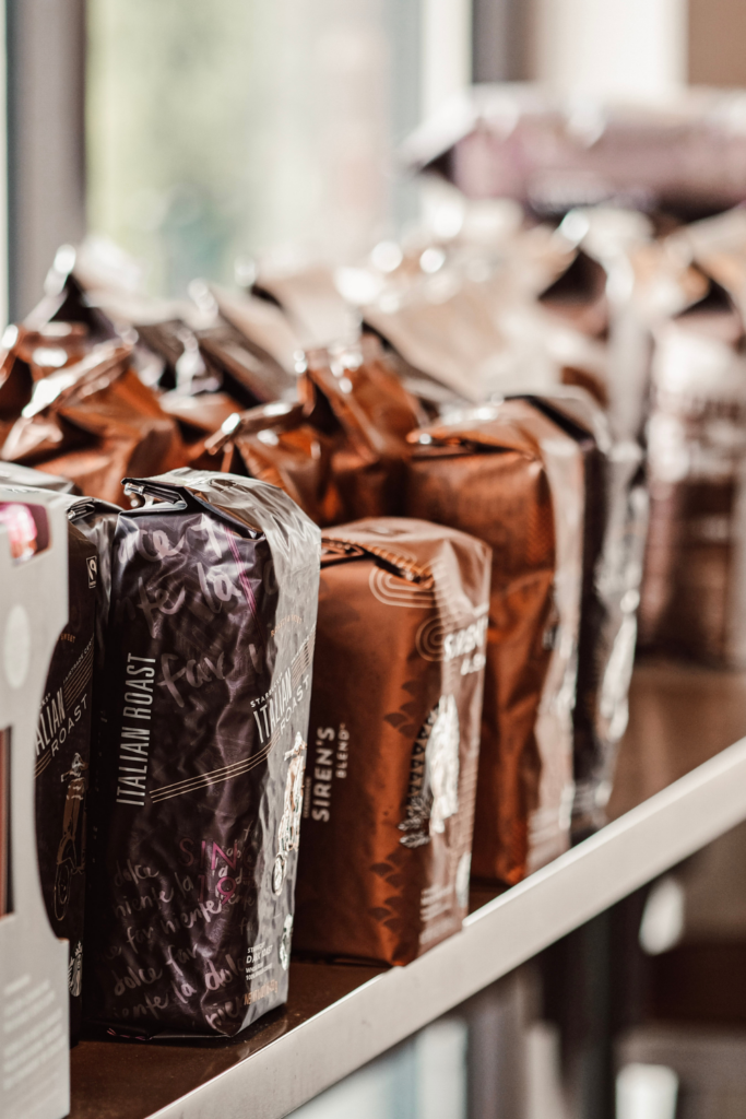 bags of Starbucks coffee