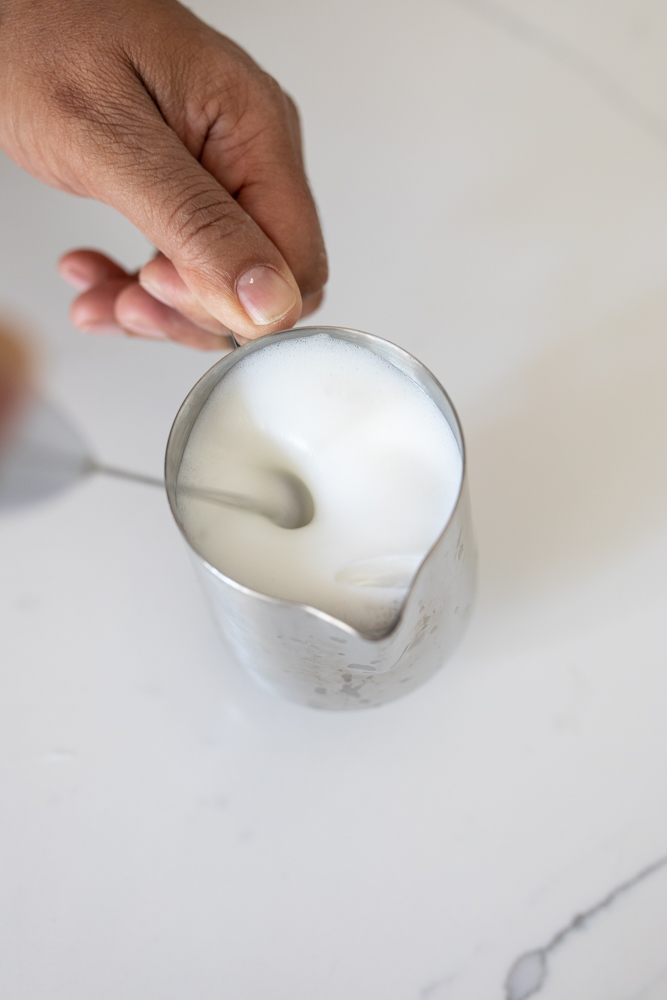 using a hand frother to make cold foam