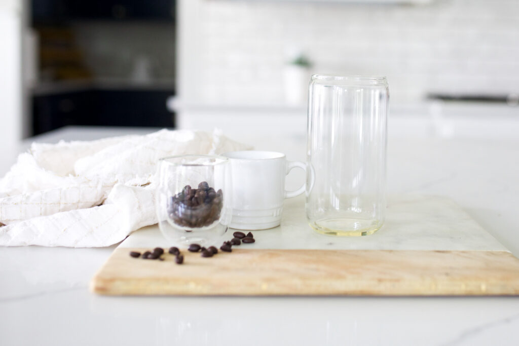 vanilla sweetener in a glass for an ice latte